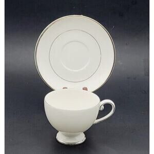 Mikasa Cameo Platinum Teacup HK301 Cup & Saucer Dining Coffee